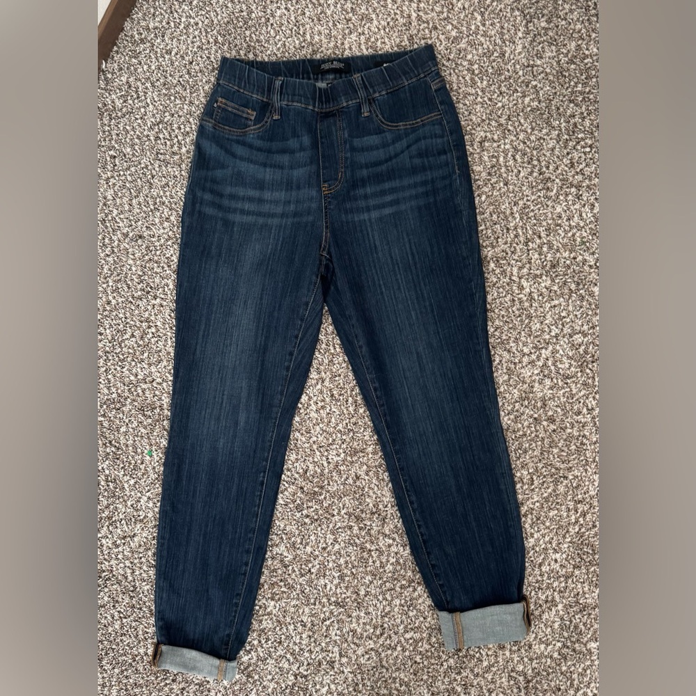 Judy Blue Slim Fit Jeans Women’s 9/29 Dark Wash Elastic Waist Pull On Denim